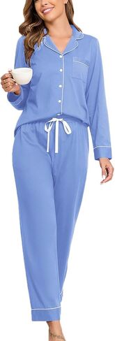 HALCYEEN 100% Cotton Women's Pajamas Sets Long Sleeve Sleepwear Soft Comfy Pjs Lounge Sets Nightsleep XS-XXL in Saudi Arabia