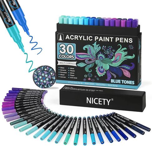 NICETY 32 Acrylic Paint Markers Paint Pens Skin Tone Series Set Brush Tip & Fine Tip for Rock Painting, Wood, Canvas, Glass, Mugs, Metal, DIY Projects(Skin) in Saudi Arabia