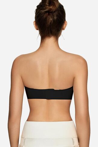 OEAK Womens Strapless Bras Jelly Push Up Bandeau Bra Non Slip Wireless Supportive Padded Bras Seamless Comfortable Tube Bra Black Medium in Saudi Arabia
