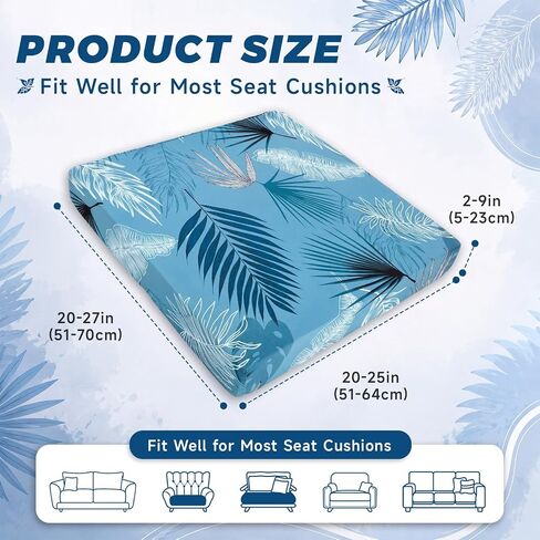 8 Pcs Outdoor Cushion Covers for Patio Furniture Printed Couch Cushion Covers Natural Botanical Sofa Washable Floral Replacement Seat Cover for Indoor and Outdoor(Blue Summer) in Saudi Arabia
