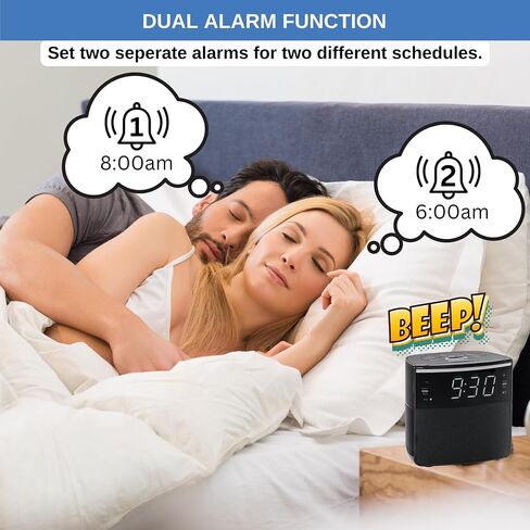 Digital Alarm Clocks for Bedrooms, Dual Alarms, Bluetooth and FM Radio, White Dimmable LED Display, USB-A Charging Port. Loud Alarm Clock for Heavy Sleepers Perfect for Bedroom, Desk, and Office in Saudi Arabia