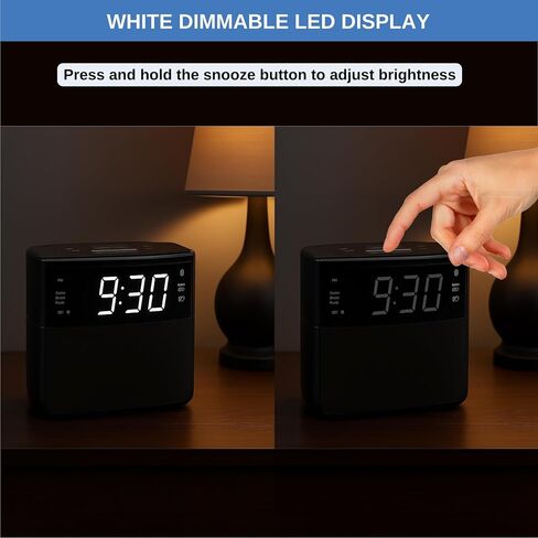 Digital Alarm Clocks for Bedrooms, Dual Alarms, Bluetooth and FM Radio, White Dimmable LED Display, USB-A Charging Port. Loud Alarm Clock for Heavy Sleepers Perfect for Bedroom, Desk, and Office in Saudi Arabia