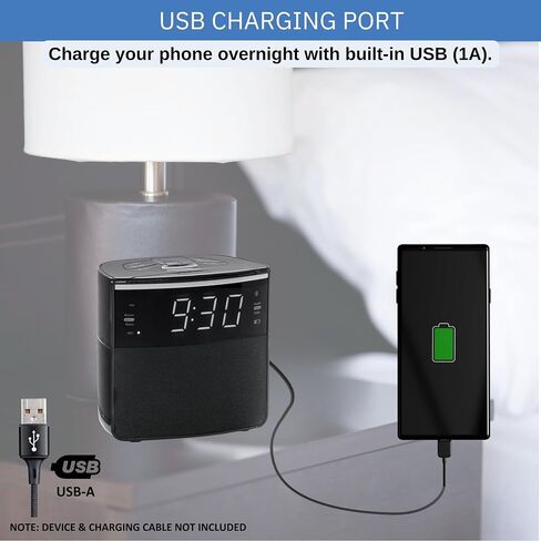 Digital Alarm Clocks for Bedrooms, Dual Alarms, Bluetooth and FM Radio, White Dimmable LED Display, USB-A Charging Port. Loud Alarm Clock for Heavy Sleepers Perfect for Bedroom, Desk, and Office in Saudi Arabia