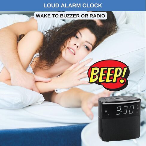 Digital Alarm Clocks for Bedrooms, Dual Alarms, Bluetooth and FM Radio, White Dimmable LED Display, USB-A Charging Port. Loud Alarm Clock for Heavy Sleepers Perfect for Bedroom, Desk, and Office in Saudi Arabia