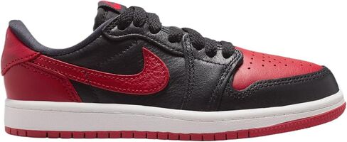 حذاء Air Jordan 1 Retro Low OG Banned Preschool Lifestyle (أسود/أسود/أحمر فارسيتي/أبيض القمة) in Kuwait