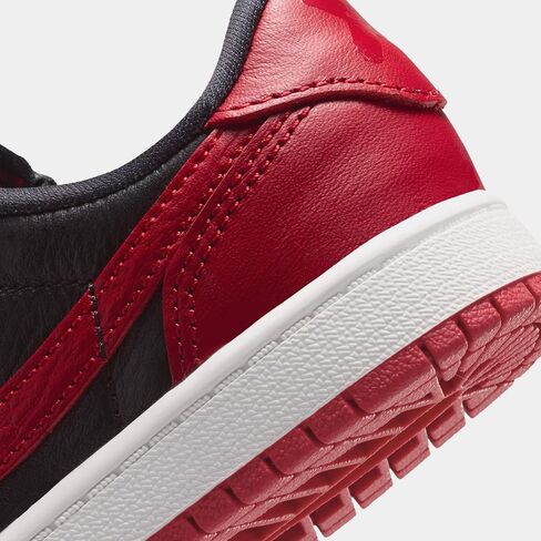 حذاء Air Jordan 1 Retro Low OG Banned Preschool Lifestyle (أسود/أسود/أحمر فارسيتي/أبيض القمة) in Kuwait