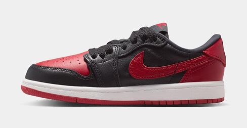 حذاء Air Jordan 1 Retro Low OG Banned Preschool Lifestyle (أسود/أسود/أحمر فارسيتي/أبيض القمة) in Kuwait