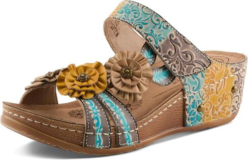 L'Artiste Ohsosweet Women’s Floral Leather Wedge with Soft Cushioned Insole in Kuwait