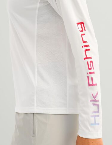 HUK Women's Standard Pursuit Long Sleeve, Performance Shirt + Sun Protection, White 3.0 in Kuwait