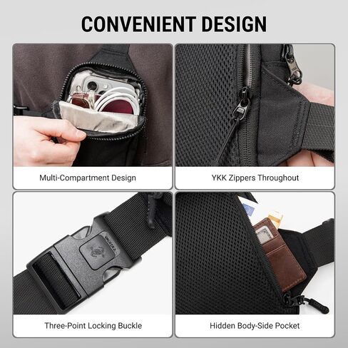 Travel Sling Bag 2.0 for Men & Women - Water Resistant Crossbody Multipocket Chest Bag with Anti-Theft & RFID in Saudi Arabia