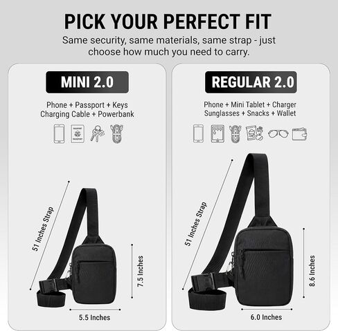 Travel Sling Bag 2.0 for Men & Women - Water Resistant Crossbody Multipocket Chest Bag with Anti-Theft & RFID in Saudi Arabia