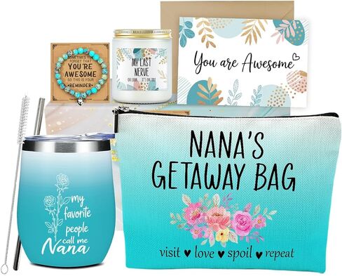 Grammy Grandma Gifts,Grandma Birthday Gifts, Funny Anniversary Retirement Gift for Women Grandmother New Granny Christmas Mothers Day Wine Tumbler Makeup Bag Bracelet Scented Candle Set with Gift Box in Saudi Arabia