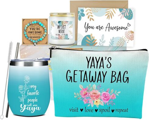 Grammy Grandma Gifts,Grandma Birthday Gifts, Funny Anniversary Retirement Gift for Women Grandmother New Granny Christmas Mothers Day Wine Tumbler Makeup Bag Bracelet Scented Candle Set with Gift Box in Saudi Arabia