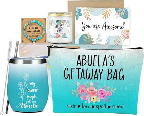 Grammy Grandma Gifts,Grandma Birthday Gifts, Funny Anniversary Retirement Gift for Women Grandmother New Granny Christmas Mothers Day Wine Tumbler Makeup Bag Bracelet Scented Candle Set with Gift Box in Saudi Arabia