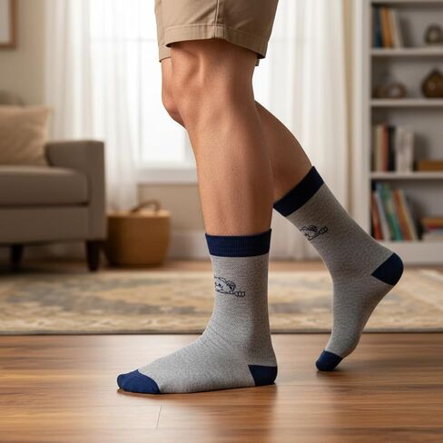 Dr. Simi Grey Crew Socks | Soft Cotton-Blend for Everyday Comfort | Unisex Size 8 to 13 | Breathable, Durable & Made in Mexico | Cozy Essentials with a Touch of Mexican Charm in Saudi Arabia
