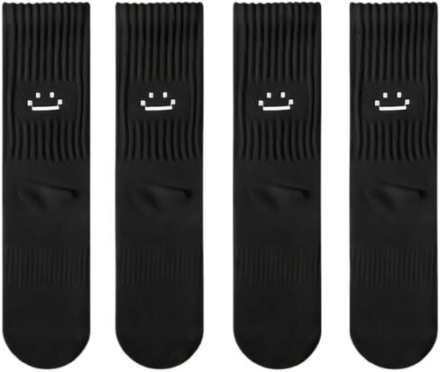 Men's Smiley Face Socks | Soft Crew Socks with Embroidered Happy Face | Casual Athletic Streetwear Novelty Socks in Saudi Arabia
