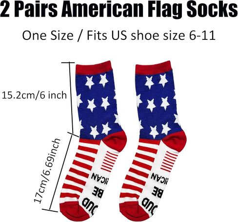 2 Pairs American Flag Patriotic Socks, Stars and Stripes Design, One Size Fits US 6-11/Mothers Father Day Birthday/Christmas Gifts in Saudi Arabia