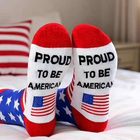 2 Pairs American Flag Patriotic Socks, Stars and Stripes Design, One Size Fits US 6-11/Mothers Father Day Birthday/Christmas Gifts in Saudi Arabia