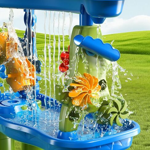 Water Table for Kids 3 4 5 6 7 Years Old, 4-Tier Sand and Water Table Activity Sensory Outside Toys for Toddlers 3-5, Beach Backyard Outdoor Gift for Boys Girls in Saudi Arabia