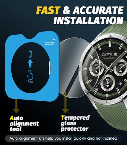 Orzero (3 Pack) Compatible for CMF Watch Pro 2 Tempered Glass Watch Screen Protector, with Auto Alignment Tool 9 Hardness High Definition Anti-Scratch Bubble Free in Kuwait