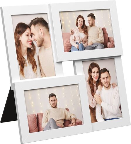 إطارات صور مجمعة من SONGMICS، مقاس 4 × 6 لديكور الحائط، صور عائلية متعددة لديكور المعرض، عرض معلق، مجموعة من 4، حبر أسود وبني ريفي URPF025K01 in Kuwait