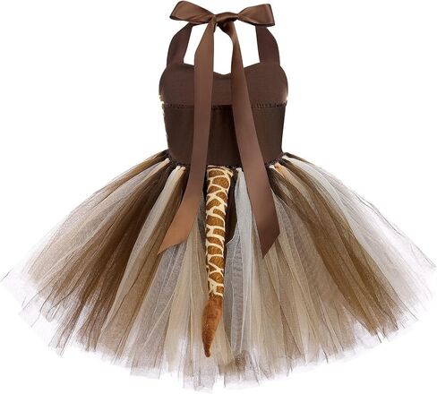Girls Jungle Themed Dress Animal Tutu Dress Christmas Birthday Party Outfit 3pcs with Ears Headband Tail Accessories Baby Girl Giraffe 11-12 Years in Kuwait