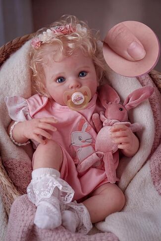 Babeside Reborn Baby Baby Dolls Bettie - 17 بوصة الجسم الناعم واقعية واقعية طفل دمية فتاة جميلة مستيقظًا أشقرًا مجعدًا شعرًا بالفتاة اليدوية. in Kuwait