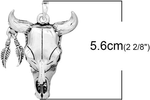 Sexy Sparkles Indian Western Vintage Native Feather Cow Bull OX Horn Buffalo Skull Pendant in Kuwait