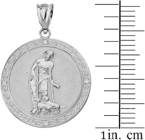 925 Sterling Silver Saint Lazarus Pray For Us Medallion CZ Charm Pendant (1") in Saudi Arabia