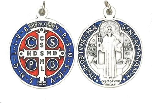 St. Benedict Medal - Blue Enameled- Silver - 1-1/4" in Kuwait
