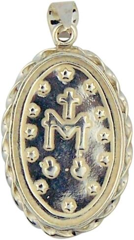 Blue Cameo Miraculous Medal in Rope Sterling Silver Frame 1 3/8 Inch in Saudi Arabia