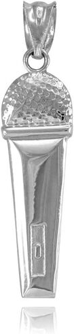 925 Sterling Silver Singer Microphone Music Charm Pendant in Saudi Arabia