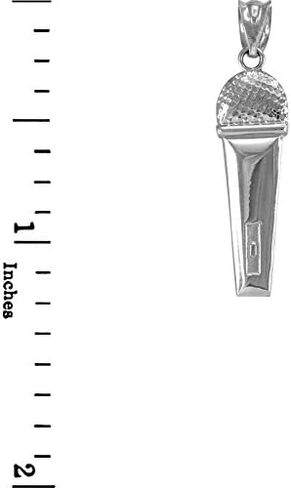 925 Sterling Silver Singer Microphone Music Charm Pendant in Saudi Arabia