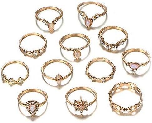 CSIYAN 9-15 Pieces Stackable Knuckle Ring Set Boho Vintage Crystal Stacking Midi Finger Rings for Women in Kuwait