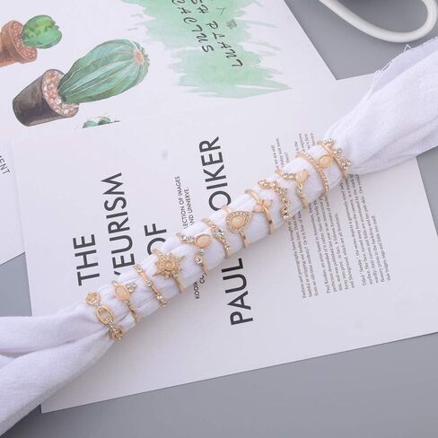 CSIYAN 9-15 Pieces Stackable Knuckle Ring Set Boho Vintage Crystal Stacking Midi Finger Rings for Women in Kuwait