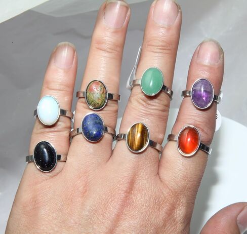 YITANA10PCS Crystal Rings Set, Bulk Crystals Jewelry, Stainless Steel Ring for Women, Gemstone Rings, Stackable and Personalized in Saudi Arabia