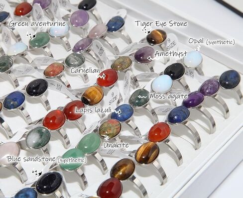YITANA10PCS Crystal Rings Set, Bulk Crystals Jewelry, Stainless Steel Ring for Women, Gemstone Rings, Stackable and Personalized in Saudi Arabia