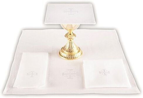 Trinity Church Supply Jerusalem Cross Chalice Pall with Insert Traditional Catholic Church Supplies, 7 Inch Square, Pack of 4 in Saudi Arabia