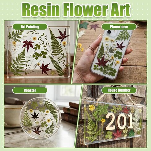 110+ Pcs Dried Flowers Leaves for Crafts, Real Pressed Flowers Dry Leaves for Resin Scrapbooking DIY Art Crafts Epoxy Resin Jewelry Mold Candle Soap Making Nails Décor in Saudi Arabia