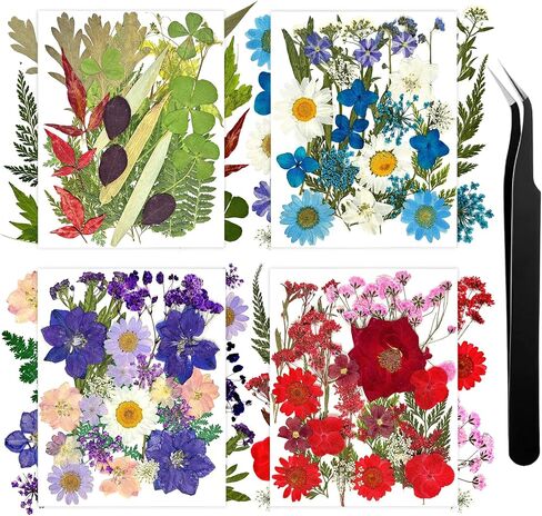 110+ Pcs Dried Flowers Leaves for Crafts, Real Pressed Flowers Dry Leaves for Resin Scrapbooking DIY Art Crafts Epoxy Resin Jewelry Mold Candle Soap Making Nails Décor in Saudi Arabia