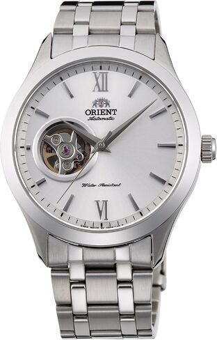 ساعة Orient Open Heart للرجال أوتوماتيكية يدوية التعبئة ميكانيكية كلاسيكية بسوار فولاذي بمينا هيكل عظمي، فضي، عنوان افتراضي، سوار in Kuwait