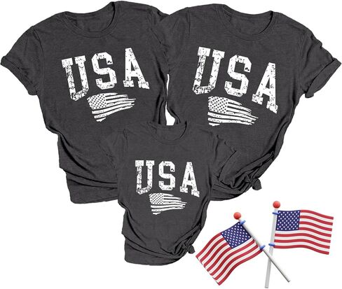 Family Matching USA Shirts Boys Girls American Flag T-Shirt Womens Mens 4th of July in Saudi Arabia