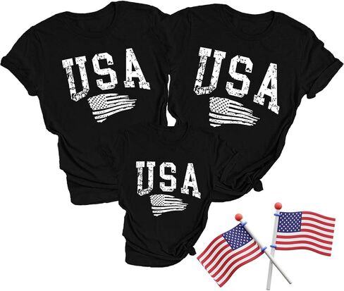 Family Matching USA Shirts Boys Girls American Flag T-Shirt Womens Mens 4th of July in Saudi Arabia