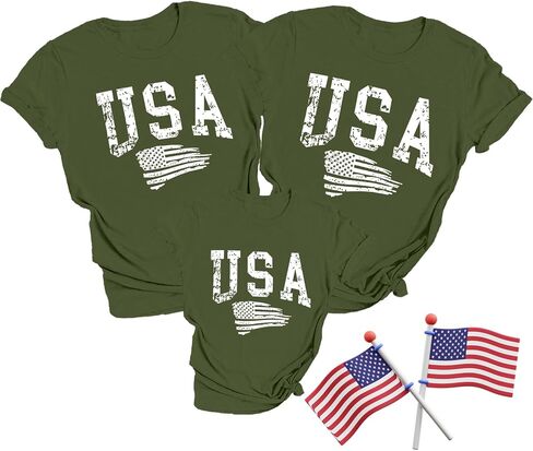 Family Matching USA Shirts Boys Girls American Flag T-Shirt Womens Mens 4th of July in Saudi Arabia