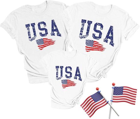 Family Matching USA Shirts Boys Girls American Flag T-Shirt Womens Mens 4th of July in Saudi Arabia