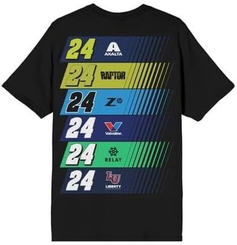 Hendricks Racing - William Byron 24 Racing Color Schemes Per Sponsor on Men's Black Short Sleeve Tee in Kuwait