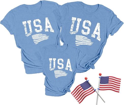 Family Matching USA Shirts Boys Girls American Flag T-Shirt Womens Mens 4th of July in Saudi Arabia