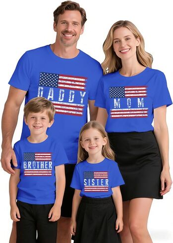 Family Matching USA Shirts Boys Girls American Flag T-Shirt Womens Mens 4th of July in Saudi Arabia