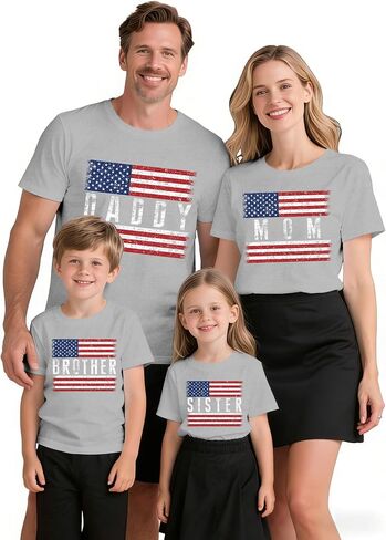 Family Matching USA Shirts Boys Girls American Flag T-Shirt Womens Mens 4th of July in Saudi Arabia