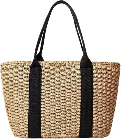 Large Straw Tote Bag Raffia Summer Shoulder Bag Woven Handbag Beach Vacation Travel Purse For Women in Kuwait